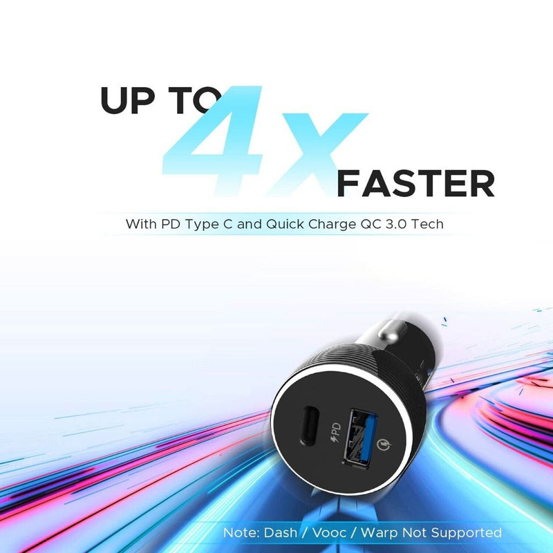 15V Dual 3.0 USB Car Charger 2 Port Adapter LED Cigarette Socket Fast Charging