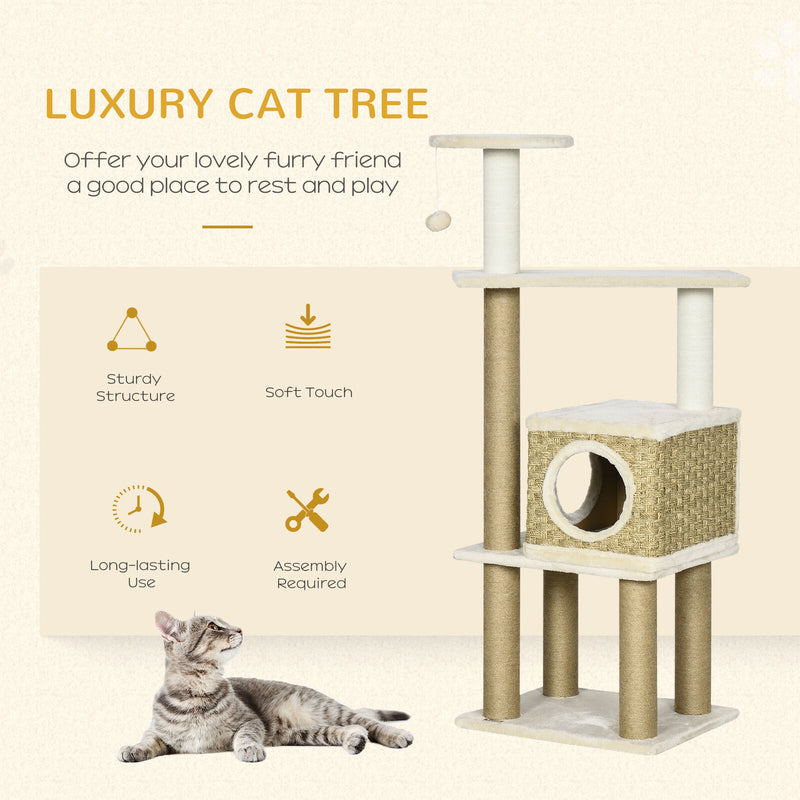 Cat Tree Activity Center w/ Jute Scratching Post, Condo, Hanging Ball Toy