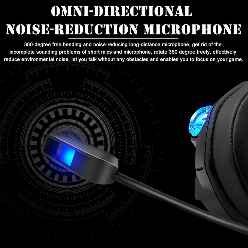 LED Gaming Headset Xbox One/PS4/PC Surround Sound Stereo w/ Noise Canceling&Mic