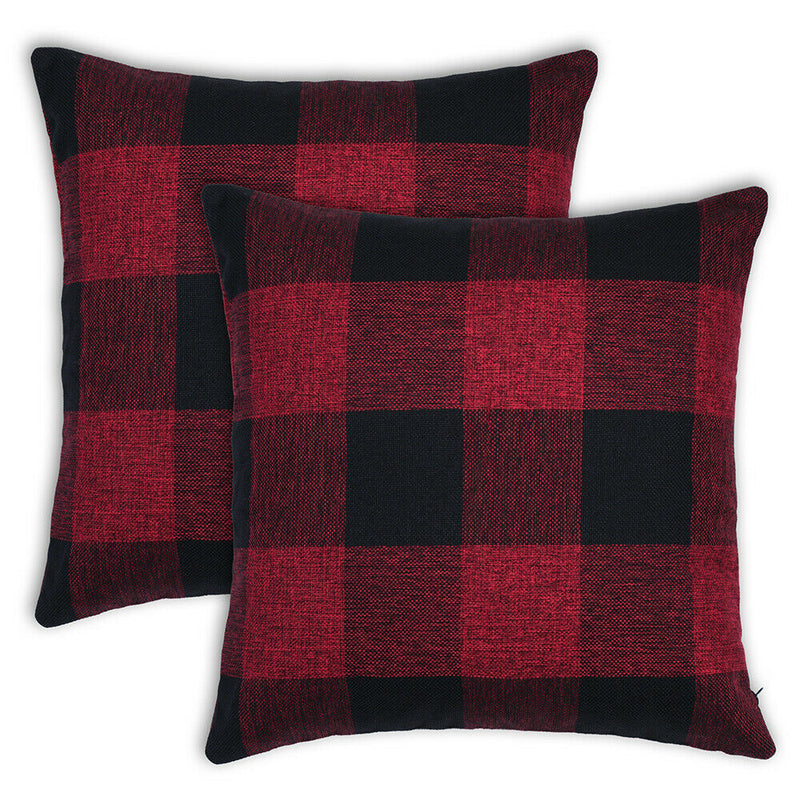 Decorative Square Checker Plaid Cotton Linen Throw Pillow Cover-Classical Design