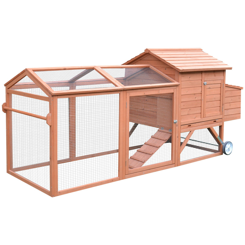 Fir Wood Hen House with Outdoor Run Ramp Lockable Doors and Perch, Natural 700729272251