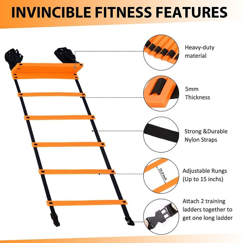 Flexible Speed Agility Fitness Training 26FT Ladder Jump Workout Strap CA