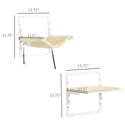 6PCs Modern Steel Cat Wall Shelves with Jumping Platform and Hammock, Cream
