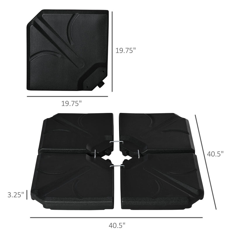 4 Piece Cantilever Offset Umbrella Base Stand Parasol Weights Water, Sand Black