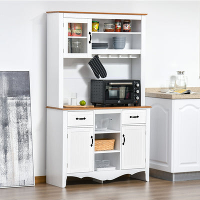 HOMCOM Kitchen Buffet Hutch Cupboard with Utility Drawer, and 3 Door Cabinets