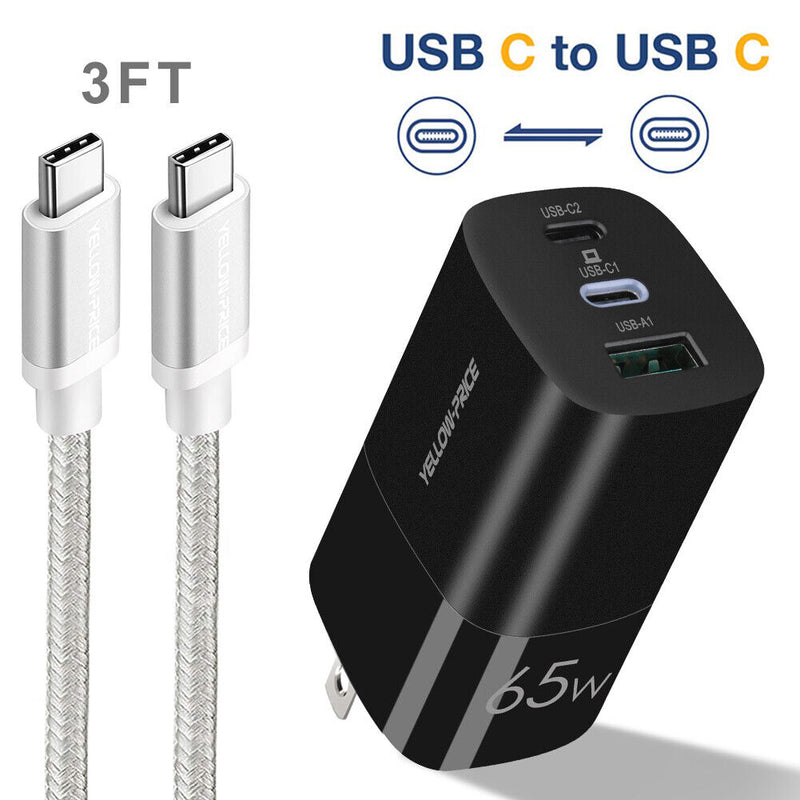 [Powerful GaN Tech] PD3.0 65W USB C Wall Charger Protable for Travel / Business