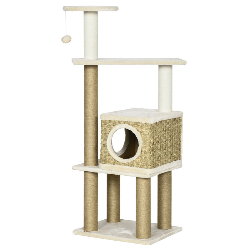 Cat Tree Activity Center w/ Jute Scratching Post, Condo, Hanging Ball Toy