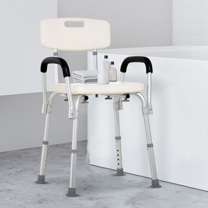 Adjustable Medical Shower Chair Quick Release Bathtub w/ Arm Backrest