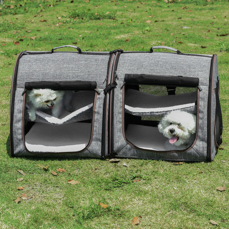 Large Portable Double Cat Pet Carrier Kennel Bag Oxford Travel Car Seat 842525114806
