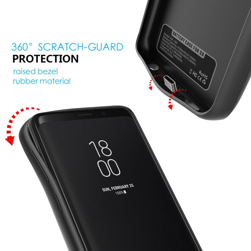 High Capacity & Slim Rechargeable Extended Charger Case for Galaxy S9 / S9 Plus