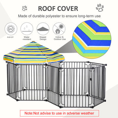 Metal Dog Kennel with Door &amp; Removable Cover 10 Panels for Indoor &amp; Outdoor Use 842525181518