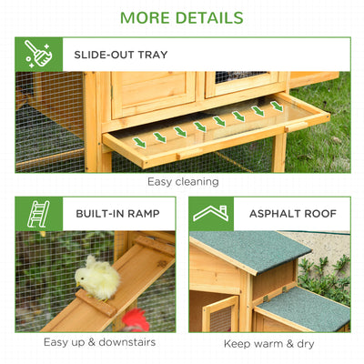 Wooden Outdoor Hen House Large Chicken Coop w/ Removable Tray, Nesting Box, Ramp 196393165829