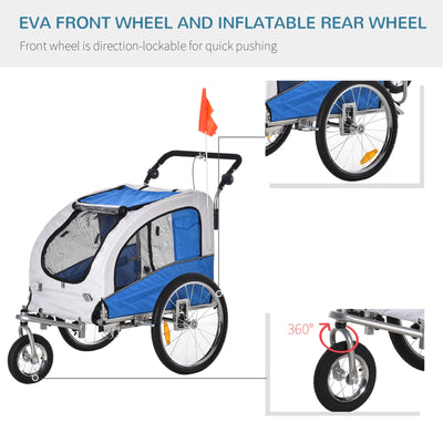 2in1 Pet Dog Bike Bicycle Trailer Stroller Jogger w/Suspension Blue Grey
