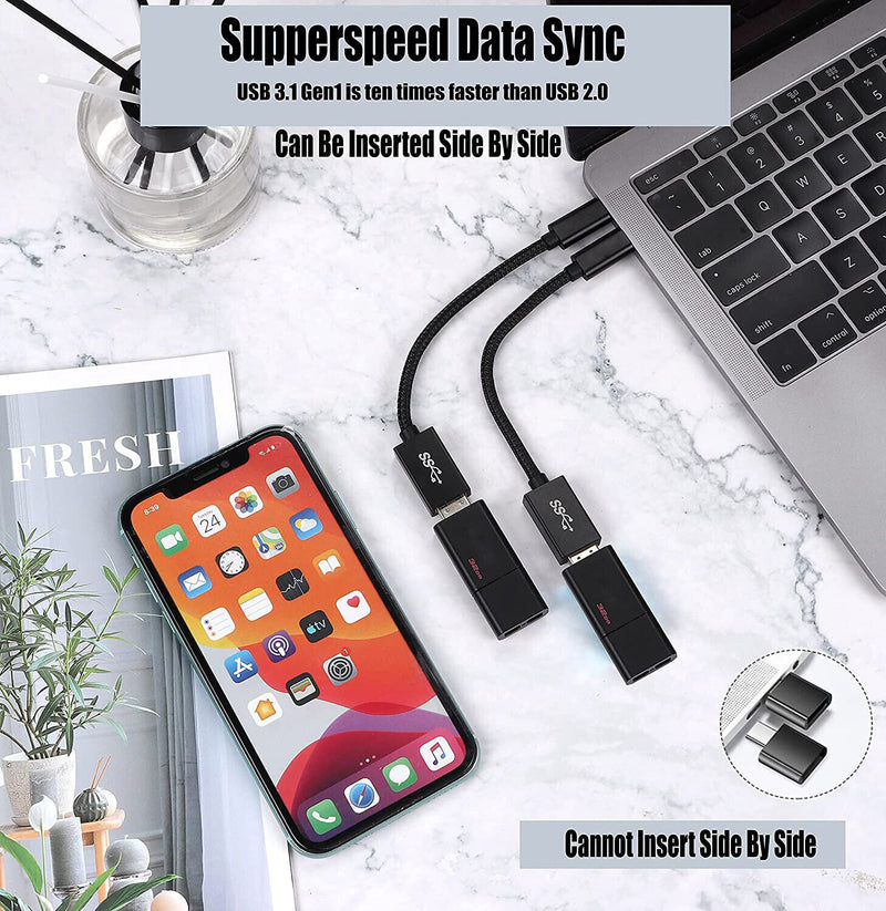 [Super High-Speed 5Gbps] Type-C to USB 3.0 OTG Cable Male-Female Adapter, Black