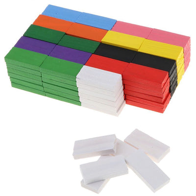 120Pcs Kids Wooden Coloured Tiles Dominoes Set Toy Blocks Arts Crafts Fun Gam CA