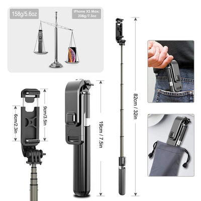 3 in 1 Mini Extendable Bluetooth Selfie Stick Tripod for iPhone 12/11/Xs/XR/8/7