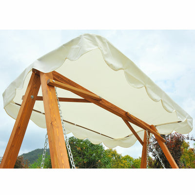 Outsunny Heavy-Duty 3 Seater Hardwood Swing Chair Hammock w/ Canopy Patio Garden