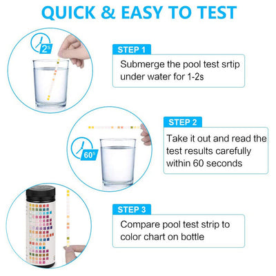 100PCS 16 IN 1 Drinking Water Test Strips Easy Quick for PH Hardness Lead Iron