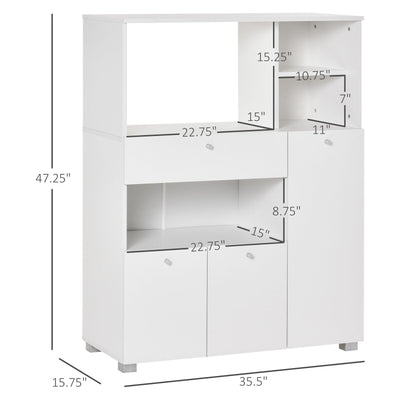 Compact Kitchen Pantry Buffet Server Hutch Microwave Cabinet with Drawer