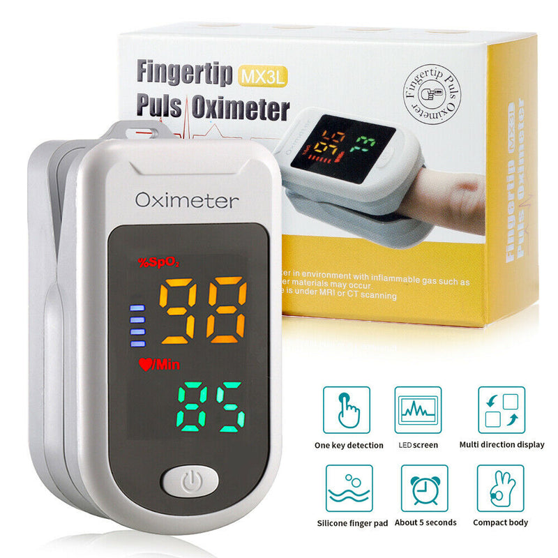 Pulse Oximeter Fingertip Blood Oxygen SpO2 Monitor PR PI Heart Rate w/ Lanyard