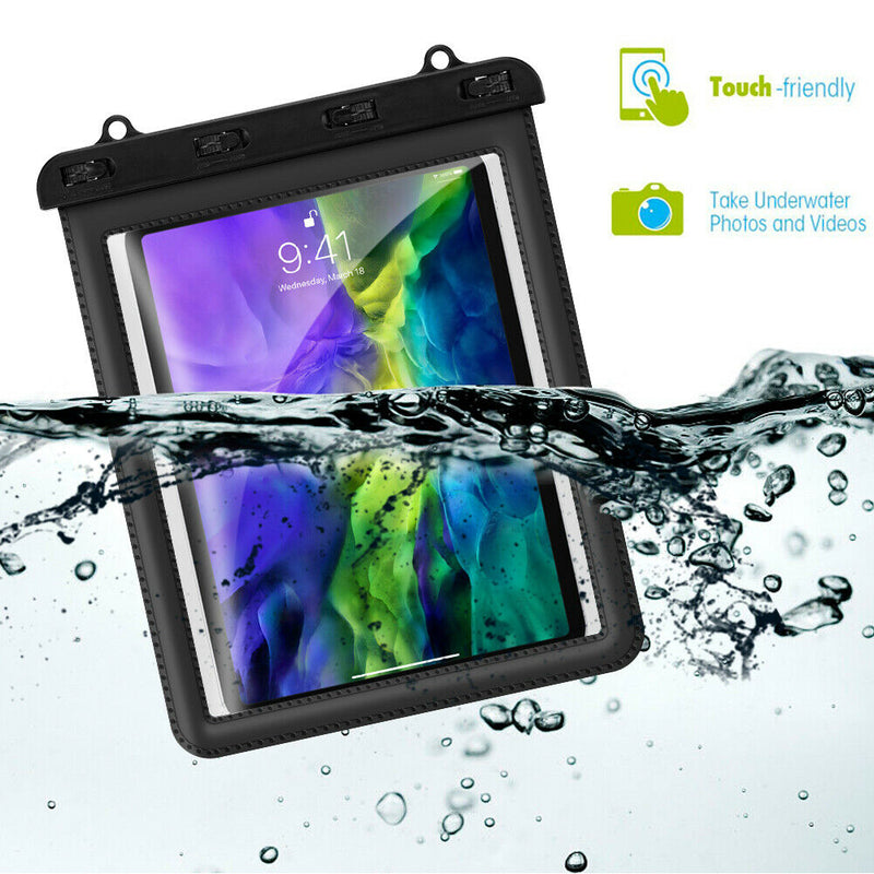 IPX8 Waterproof Tablet Case Dry Pouch w/Lanyard&Transparent Windows,up to 11inch