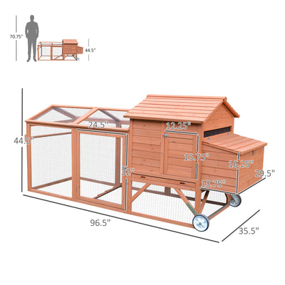 Fir Wood Hen House with Outdoor Run Ramp Lockable Doors and Perch, Natural 700729272251