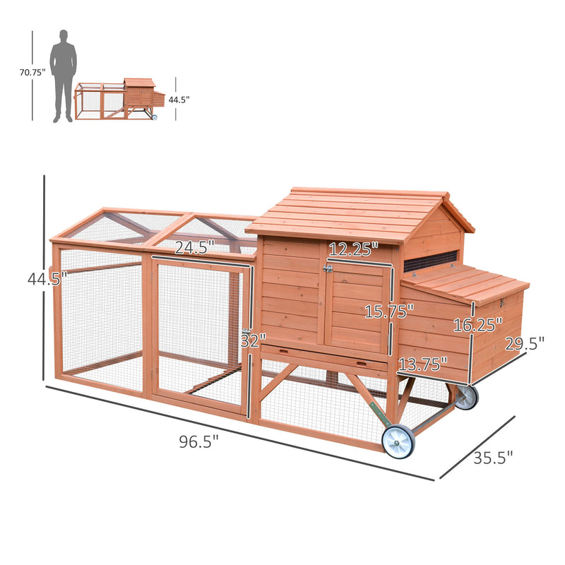 Fir Wood Hen House with Outdoor Run Ramp Lockable Doors and Perch, Natural 700729272251