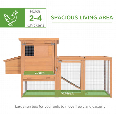 PawHut 75&apos;&apos; Wooden Poultry Chicken Coop Hen House  with Egg Box Backyard Run 799932993831
