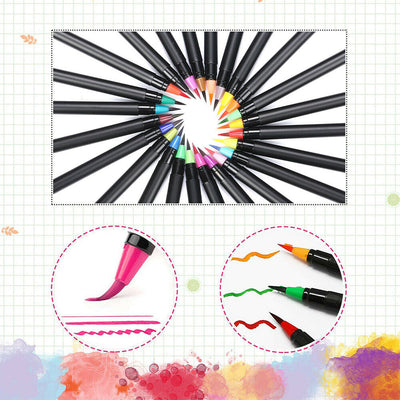24 Colors Watercolor Brush Pens Nontoxic for Drawing Calligraphy Coloring, CA