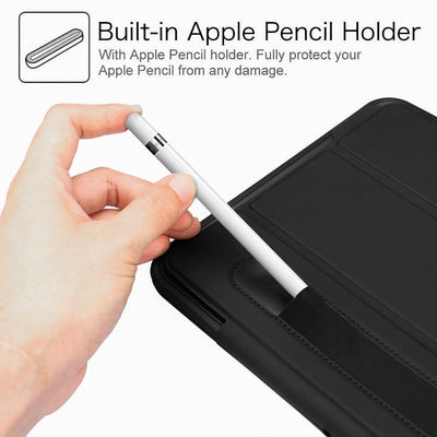 Apple iPad 8th 2020 Heavy Duty Smart Auto Wake/Sleep Trifold Case Cover, Black