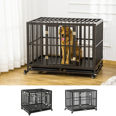 Strong Pet Dog Crate Mobility Cage w/ Playpen Metal &amp; Removeable Tray