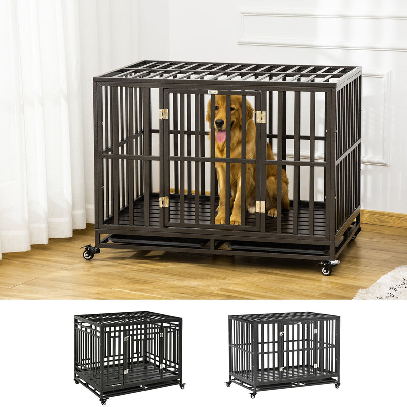 Strong Pet Dog Crate Mobility Cage w/ Playpen Metal &amp; Removeable Tray
