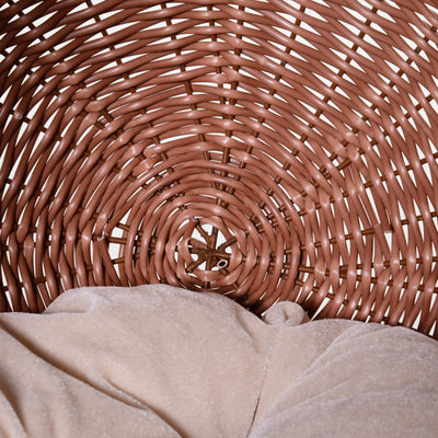 27&quot; Rattan Wicker Elevated Pet Bed Cat Cave Condo Hooded Cushion Scratch House