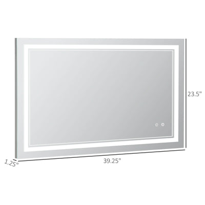kleankin Modern LED Bathroom Mirror, Dimmable Vanity Mirror w/ Memory Function