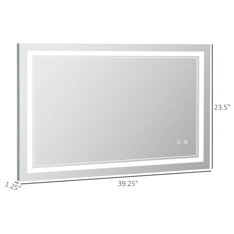 kleankin Modern LED Bathroom Mirror, Dimmable Vanity Mirror w/ Memory Function