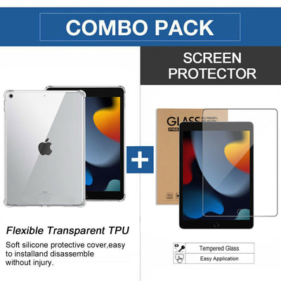 Slim Clear TPU Protective Shell with 4 Air Cushion for iPad 10.2 7th 8th 9th Gen