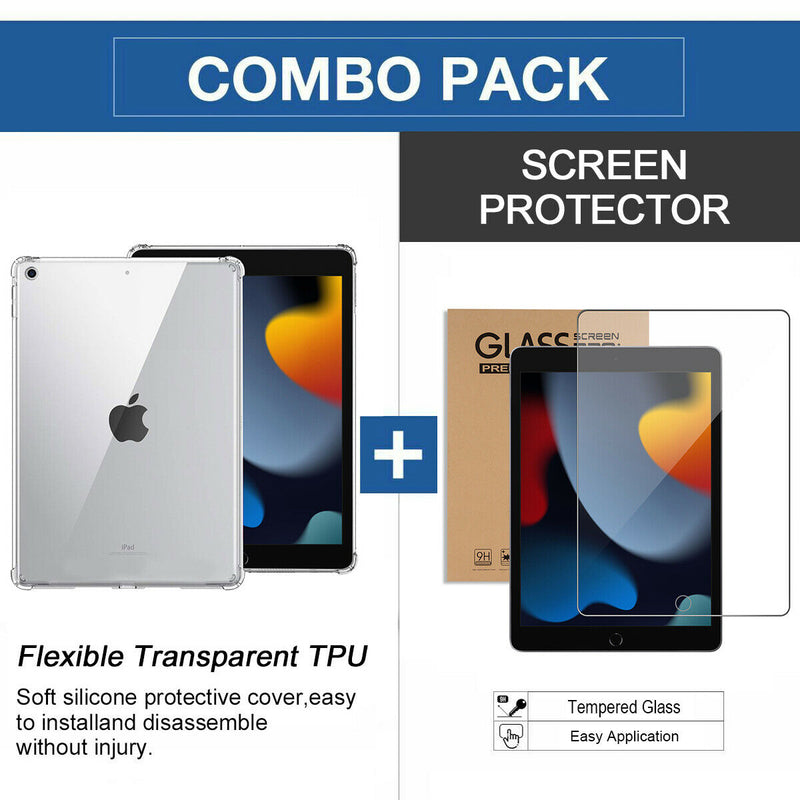 Slim Clear TPU Protective Shell with 4 Air Cushion for iPad 10.2 7th 8th 9th Gen