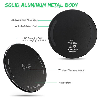 Qi-Certified 10W Max Wireless Charging Pad for iPhone 12 11 Xs, Galaxy S21U S20+
