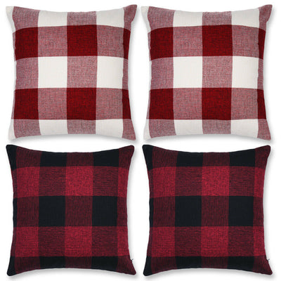 Decorative Square Checker Plaid Cotton Linen Throw Pillow Cover-Classical Design