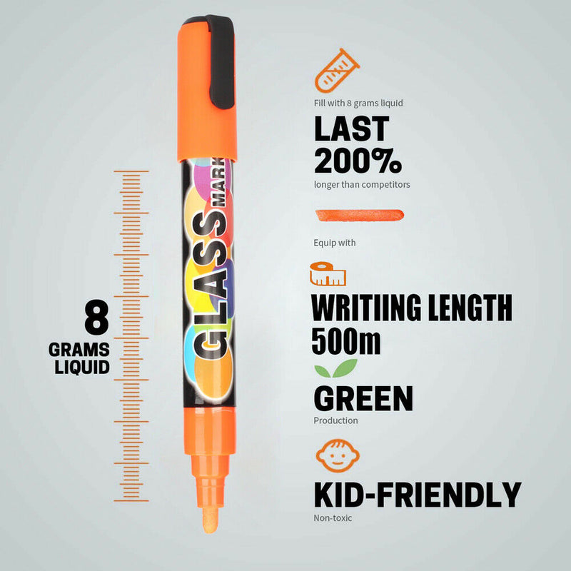 Liquid Chalk Markers - Non Toxic Extra Gold & Silver Included for Glass, Windows