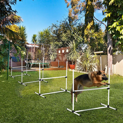 New Canine Agility Set Dog Jumping Training Obstacles Course Free Standing White 712190175450