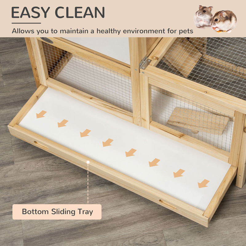 Large Hamster Cages and Habitats, Wooden Small Animal Cage w/ Seesaw, Tray