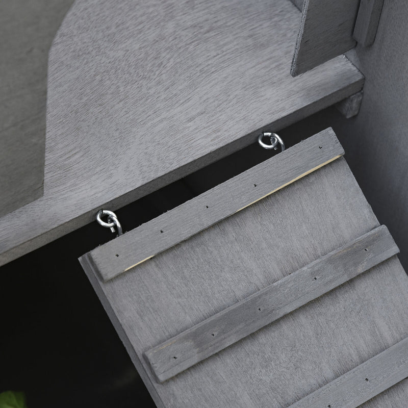 Wooden Bunny Hutch 2-Levels w/ Roof Mesh Window for Outdoors &amp; Small Animals 842525170864