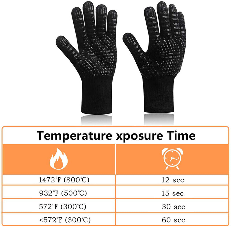 High Dexterity Extreme Heat Resistant BBQ Gloves for Handling Hot Food, Black CA