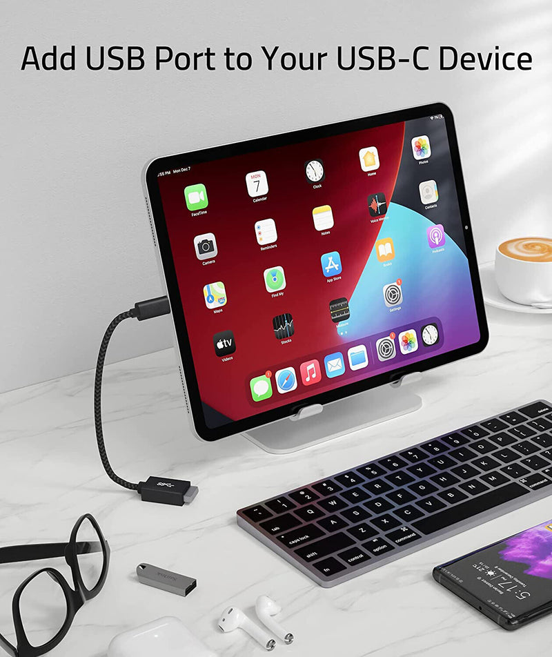 [Super High-Speed 5Gbps] Type-C to USB 3.0 OTG Cable Male-Female Adapter, Black