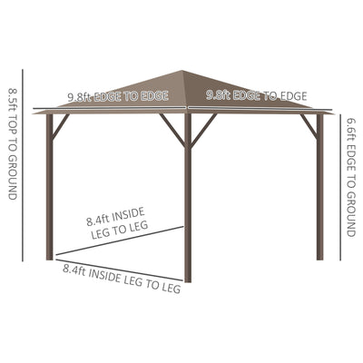 10&apos; x 10&apos; Steel Hardtop Gazebo with Nettings and Curtains Hook Aluminum Frame