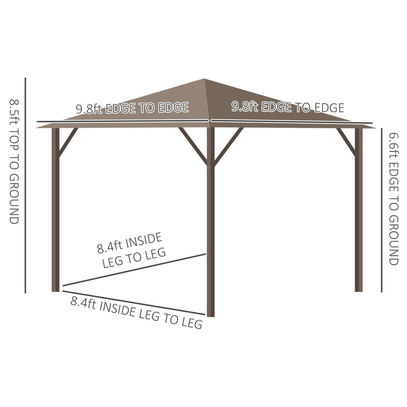 10&apos; x 10&apos; Steel Hardtop Gazebo with Nettings and Curtains Hook Aluminum Frame