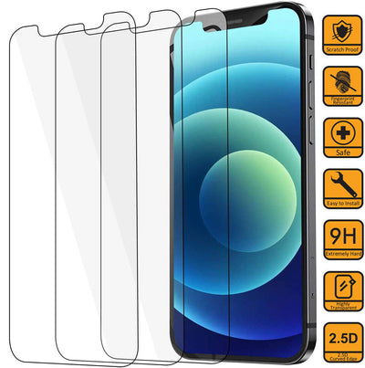CA iPhone 12 Series Crystal Clear TPU Case+3X Tempered Glass+3X Camera Lens Film