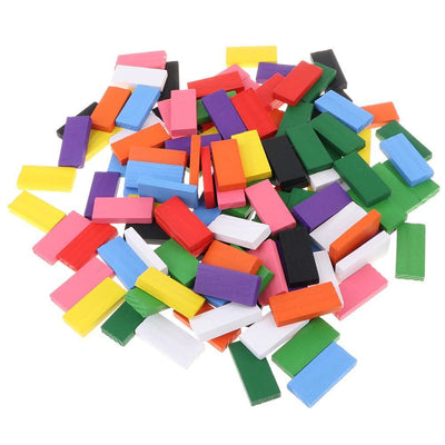 120Pcs Kids Wooden Coloured Tiles Dominoes Set Toy Blocks Arts Crafts Fun Gam CA