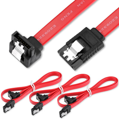 3 Pack SATA Cable III 6Gbps with Latch Right Ange / Straight for SATA HDD,SSD CA
